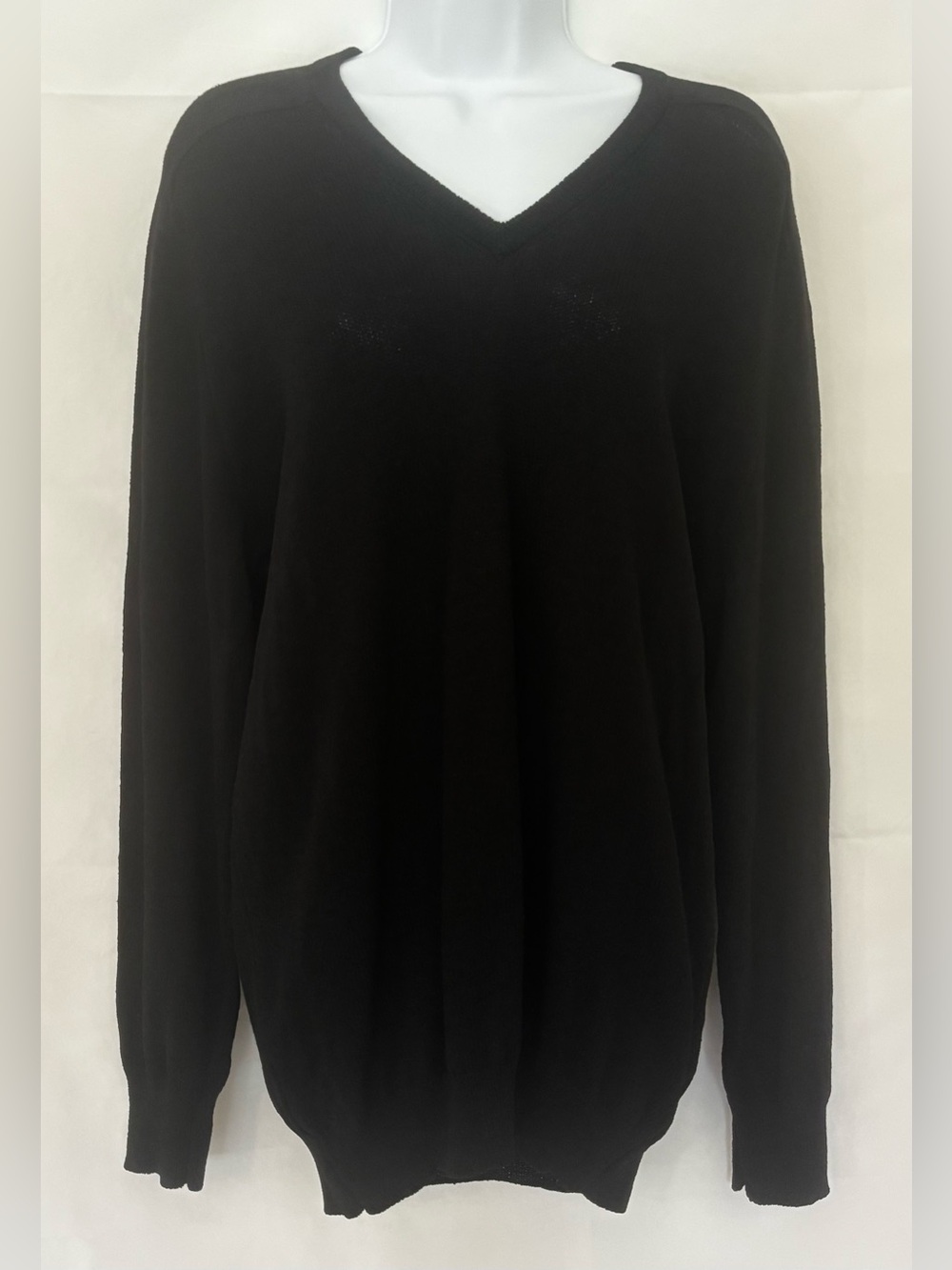 St. John V-Neck Pullover Sweater Santana Knit Wool Blend Vintage Black | XL